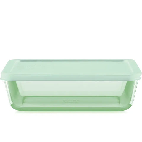 Pyrex® Simply Store® Tinted 6-cup Rectangle Storage with Green Plastic Lid
