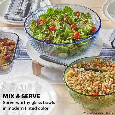 Pyrex® Colors Sculpted Tinted 3-piece Mixing Bowl Set