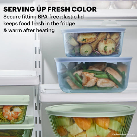 Pyrex® Simply Store® Tinted 6-piece Round Storage Set with Blue Plastic Lids