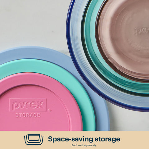 Pyrex® Simply Store® Tinted Glass 4-cup Round Storage Container with Lid, Pink